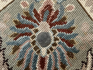 Indo Persian Rug 6x9, Semi Open Field Medallion Rug, Vintage Hand Knotted Wool Oriental Carpet, Traditional Rug, Light Pink, Medium Size