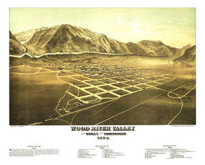 Vintage Map of Wood River Valley, Idaho 1884