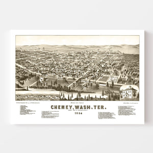 Vintage Map of Cheney, Washington 1884