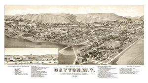 Vintage Map of Dayton, Washington 1884