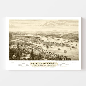 Vintage Map of Olympia, Washington 1878