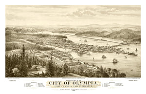 Vintage Map of Olympia, Washington 1878