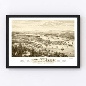 Vintage Map of Olympia, Washington 1878