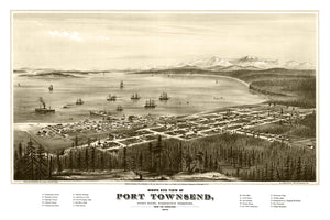 Vintage Map of Port Townsend, Washington 1878