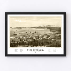 Vintage Map of Port Townsend, Washington 1878