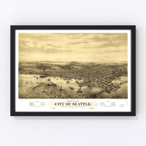 Vintage Map of Seattle, Washington 1878