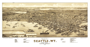Vintage Map of Seattle, Washington 1884