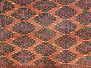 Antique Turkoman Rug 3'4" x 5', Collecticble Yamud Oriental Rug, Seat Pillow Cushion Cover, Tribal Mat, Wool Red Hand-Knotted Mafresh Carpet