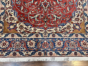 Red Persian Isfahan Rug 7x10 - Antique, Floral Medallion