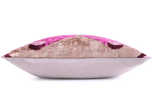 Mirrored Magenta Velvet Pillow – 16x16” | Handmade Silk Luxe