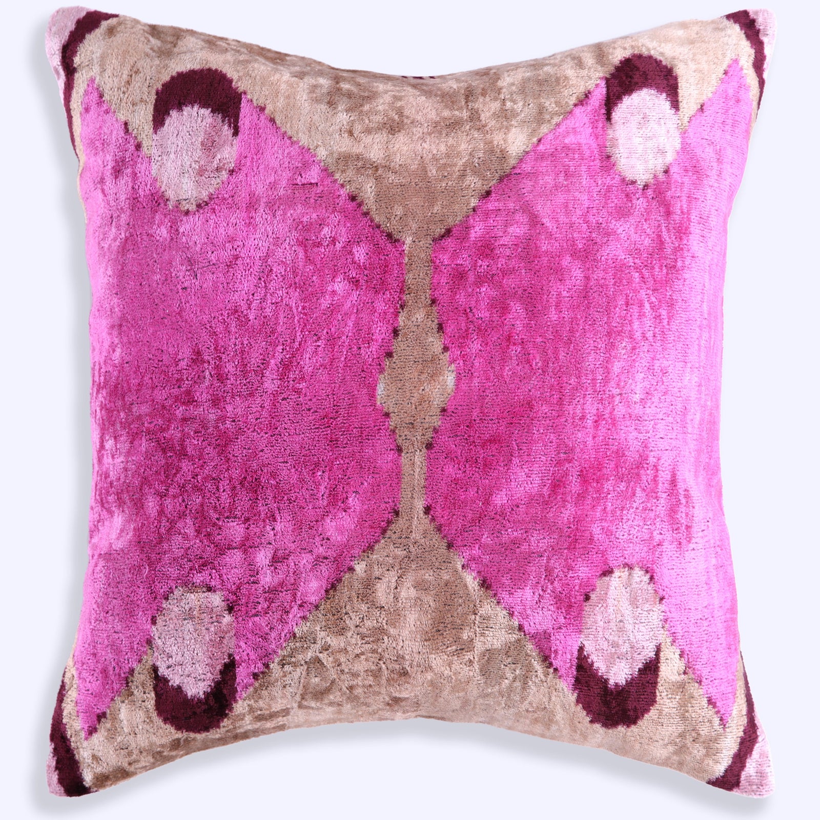 Mirrored Magenta Velvet Pillow – 16x16” | Handmade Silk Luxe