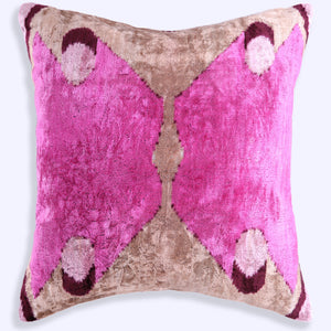 Mirrored Magenta Velvet Pillow – 16x16” | Handmade Silk Luxe