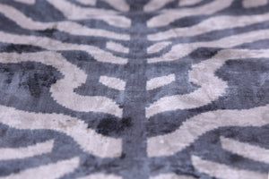 Handmade Velvet Pillow with insert – Blue-Gray Abstract Ikat, 16x24"