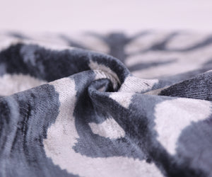 Gray Cream Ikat Silk Velvet Pillow – 16x16 Handmade Luxury Throw