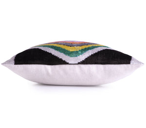 Multicolor Chevron Velvet Pillow – 16x16” | Artisan-Made Silk
