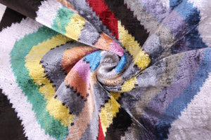 Multicolor Chevron Velvet Pillow – 16x16” | Artisan-Made Silk