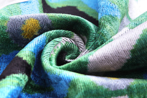Emerald & Blue Geometric Velvet Pillow – 16x16” | Handmade Luxe