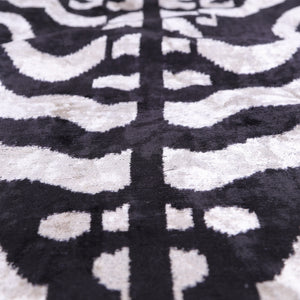 Handmade Velvet Pillow with insert – Black & White Abstract Ikat, 16x24"