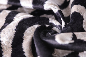 Handmade Velvet Pillow with insert – Black & White Abstract Ikat, 16x24"