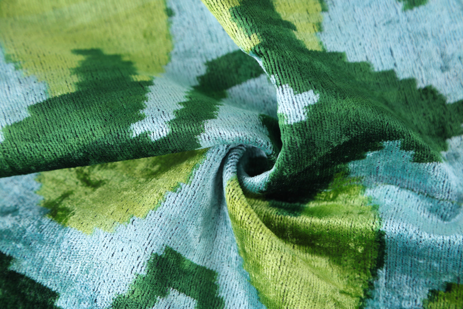 Green & Aqua Ikat Velvet Pillow – 16x16” | Handmade Silk Luxe