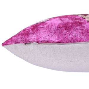 Blush & Magenta Heart Ikat Pillow – 16x16” Silk Velvet Handmade