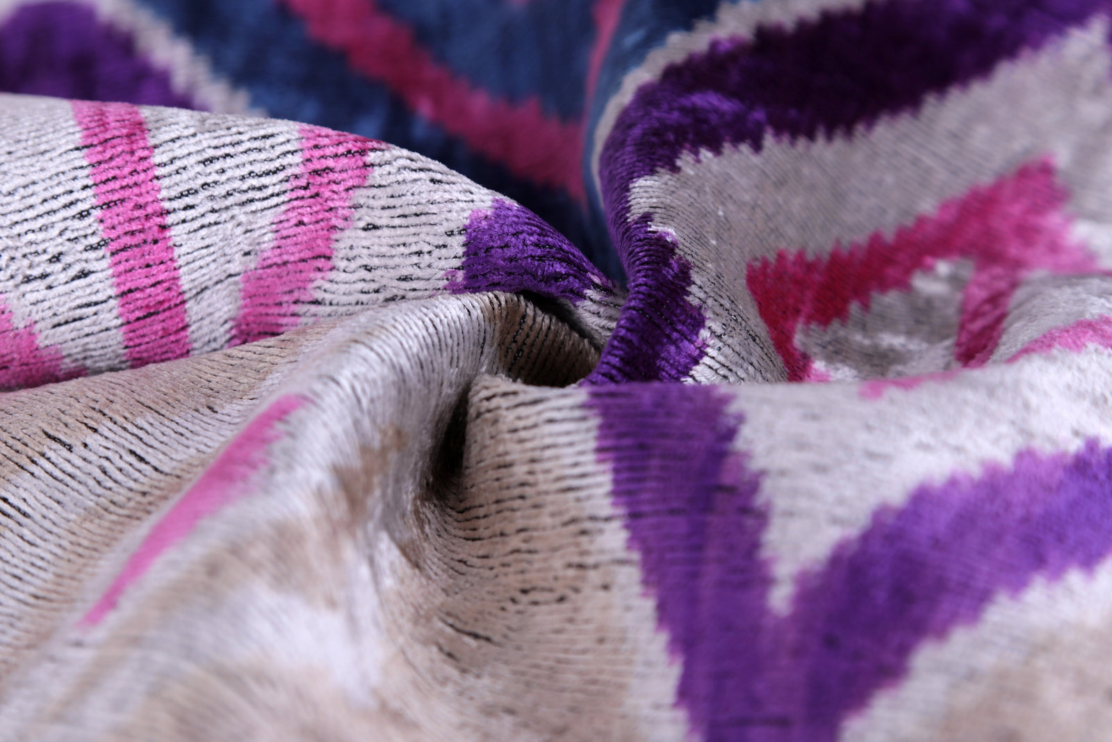 Violet & Indigo Diamond Ikat Pillow – 16x16” Silk Velvet Handmade