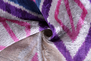 Violet & Indigo Diamond Ikat Pillow – 16x16” Silk Velvet Handmade