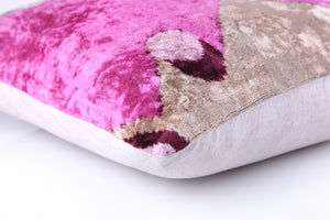 Mirrored Magenta Velvet Pillow – 16x16” | Handmade Silk Luxe