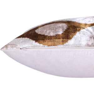 Luxury Handmade Ikat Silk Velvet Throw Pillow with insert , 16x24, Earth Tones