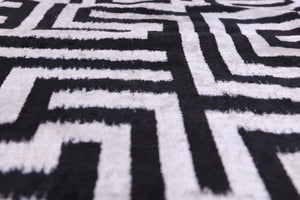 Black & White Geometric Velvet Throw Pillow | 16x24 Handmade Luxury Decor