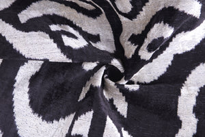 Handmade 16x16 Velvet Pillow – Black & White Ikat Medallion