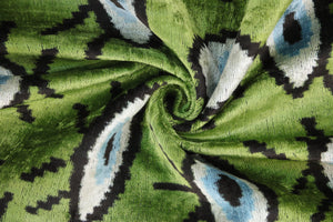 Green Evil Eye Silk Velvet Pillow with insert 16x24 – Handmade in California