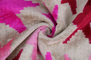 Handmade Velvet Ikat Throw Pillow with insert – Fuchsia Pink Starburst (16x24)