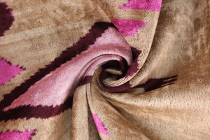 Handmade Velvet Throw Pillow – Tribal Heart in Pink & Taupe (16x24)