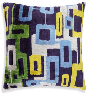 Luxury Multicolor Scallop Pattern Silk Velvet Throw Pillow – 20x20 Inch | Handmade in California