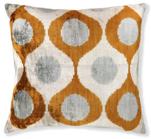 Amber Gray Silk Velvet Pillow – 16x16 Handmade Luxury Geometric Cushion