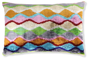 Colorful Wave Silk Velvet Pillow 16x24 – Handcrafted in California