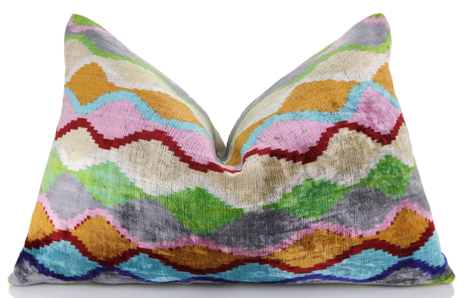 Colorful Wave Silk Velvet Pillow 16x24 – Handcrafted in California