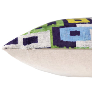 Luxury Multicolor Scallop Pattern Silk Velvet Throw Pillow – 20x20 Inch | Handmade in California