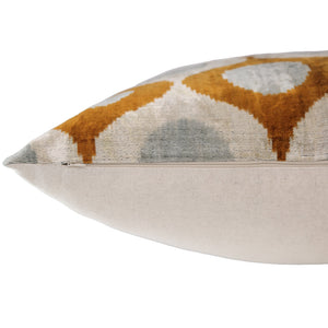 Amber Gray Silk Velvet Pillow – 16x16 Handmade Luxury Geometric Cushion