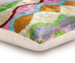 Colorful Wave Silk Velvet Pillow 16x24 – Handcrafted in California