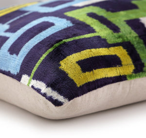 Luxury Multicolor Scallop Pattern Silk Velvet Throw Pillow – 20x20 Inch | Handmade in California