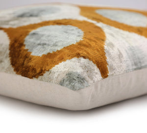 Amber Gray Silk Velvet Pillow – 16x16 Handmade Luxury Geometric Cushion