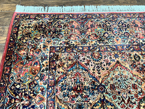 Antique Karastan Rug 8.8 x10.6 Multicolor Panel Kirman #717, Wool Karastan Rug, Vintage Multipanel Kirman, Original Collection 700 Series