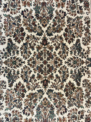 Karastan Rug 5.9 x 9, Ivory Sarouk #760, Wool Vintage Original Collection 700 Series