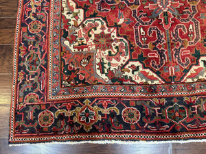 Persian Heriz Rug 6.6 x 9, Geometric Wool Persian Carpet