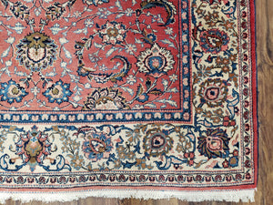 Semi Antique Persian Kashan, Red & Cream, Hand-Knotted, Wool, 4' 8" x 6' 6", Pair A