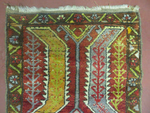Small Turkish Yastik Rug 1.9 x 2.10, Antique Handmade Oushak Carpet