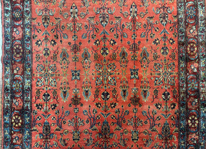 Antique Persian Tribal Rug 5 x 6.6, Tomato Red, Hamadan Angelas Rug
