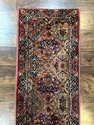 Karastan Runner Rug 2x9, Multicolor Panel Kirman Runner #717, Wool Pile, Original 700 Series, Vintage, Skinny Runner 2 x 9, Rare
